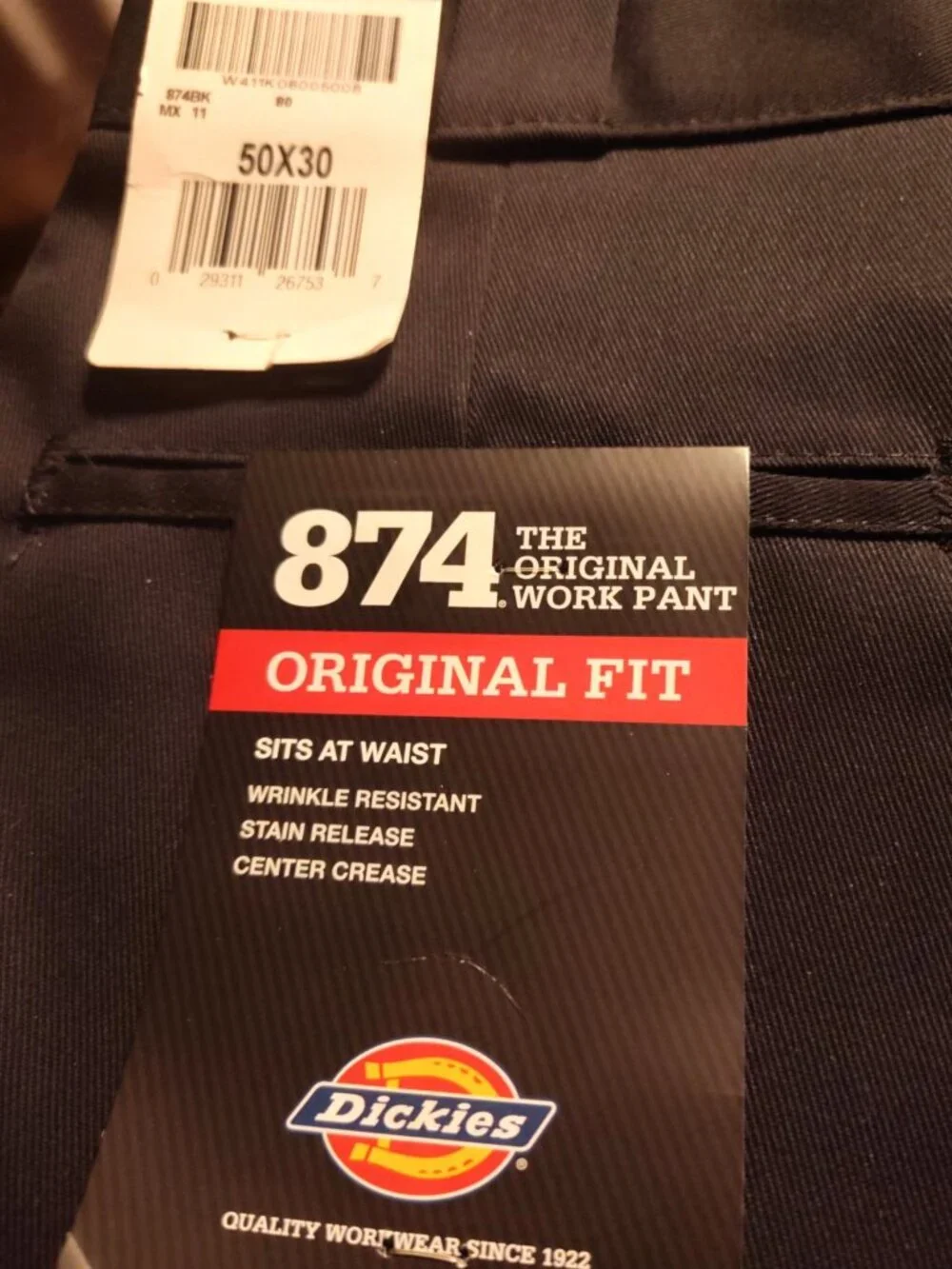 Mens Dickies Original 874® Work Pants Black Size 50x30